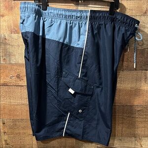 Hawaiian Authentics Men's Two-Tone Navy and Light Blue Swim Trunks 2XL NWT